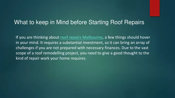 what to keep in mind before starting roof repairs