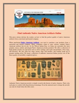 Find Authentic Native American Artifacts Online