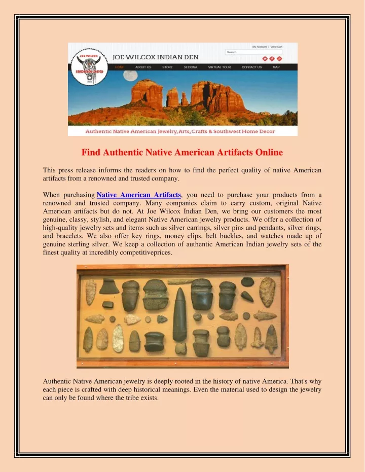 find authentic native american artifacts online