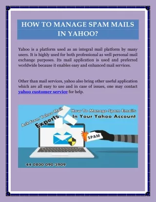 how to manage spam mails in yahoo