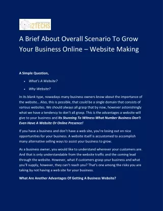 A Brief About Overall Scenario To Grow Your Business Online – Website Making