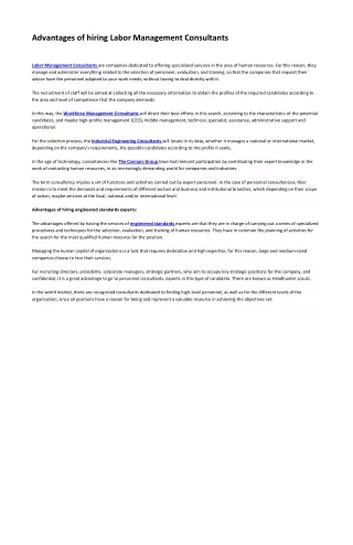 advantages of hiring labor management consultants