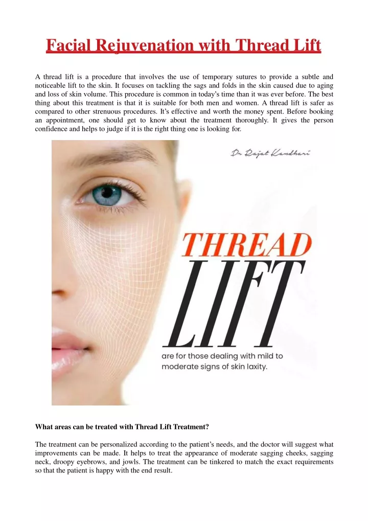 facial rejuvenation with thread lift