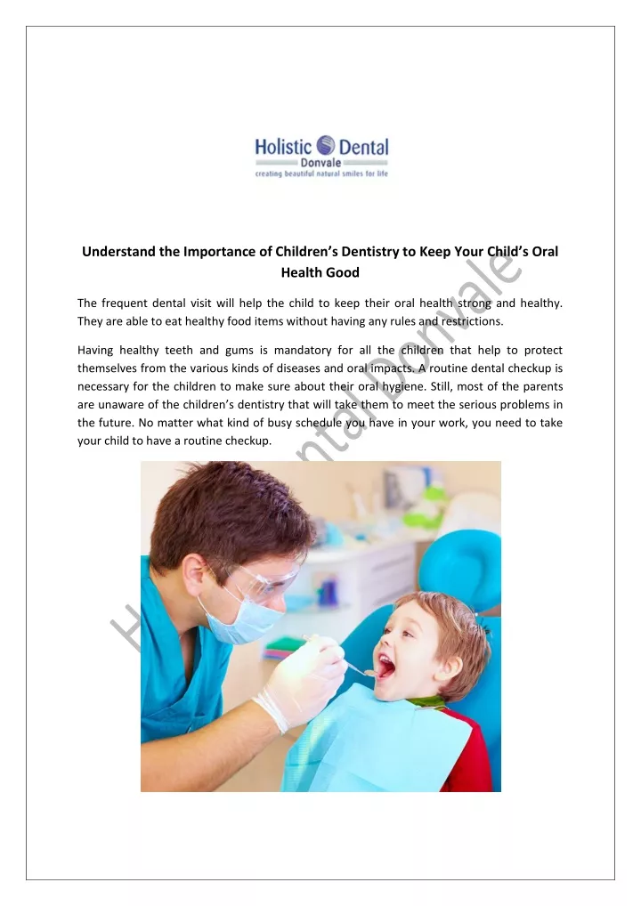 understand the importance of children s dentistry