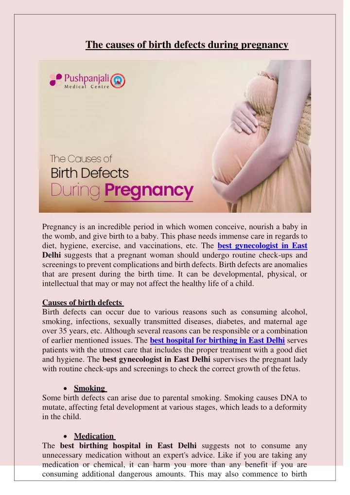 the causes of birth defects during pregnancy