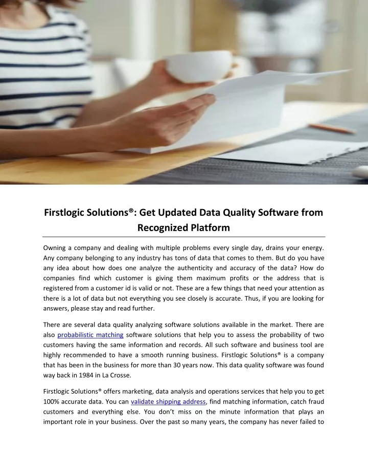 firstlogic solutions get updated data quality
