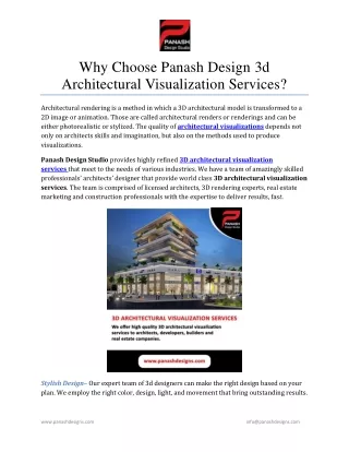 Why Choose Panash Design 3d architectural visualization services?