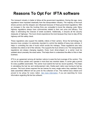 Reasons To Opt For  IFTA software