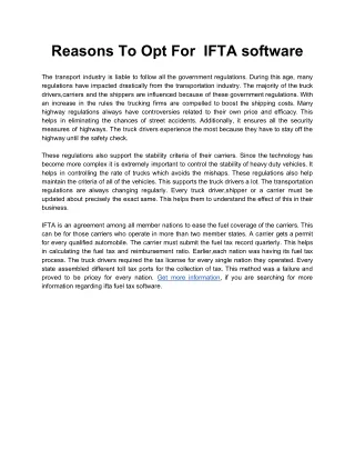 reasons to opt for ifta software