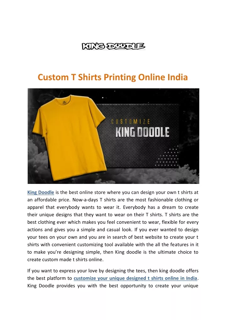 custom t shirts printing online india