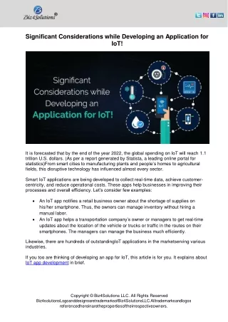 significant considerations while developing