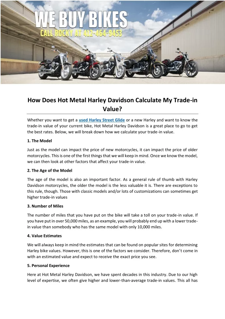 how does hot metal harley davidson calculate