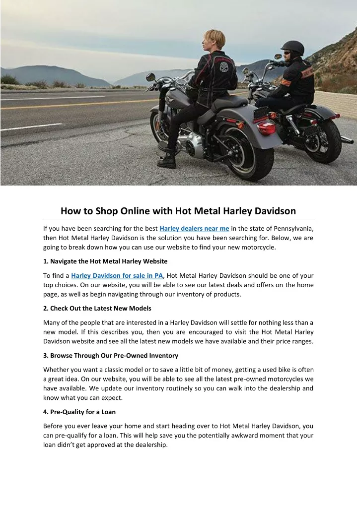 how to shop online with hot metal harley davidson