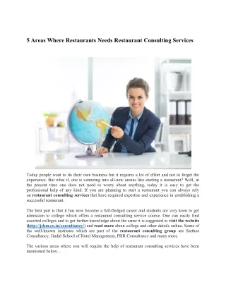 5 Areas Where Restaurants Needs Restaurant Consulting Services