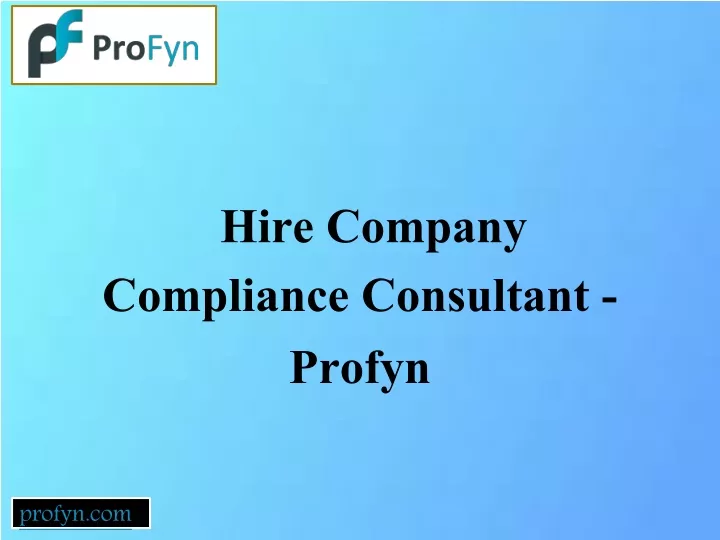 hire company compliance consultant profyn