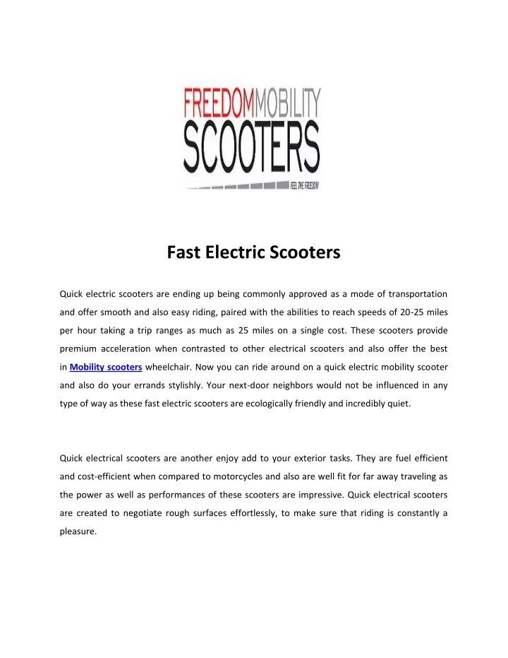 fast electric scooters