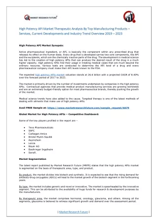 high potency api market therapeutic analysis