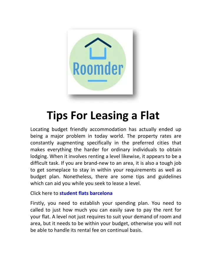tips for leasing a flat