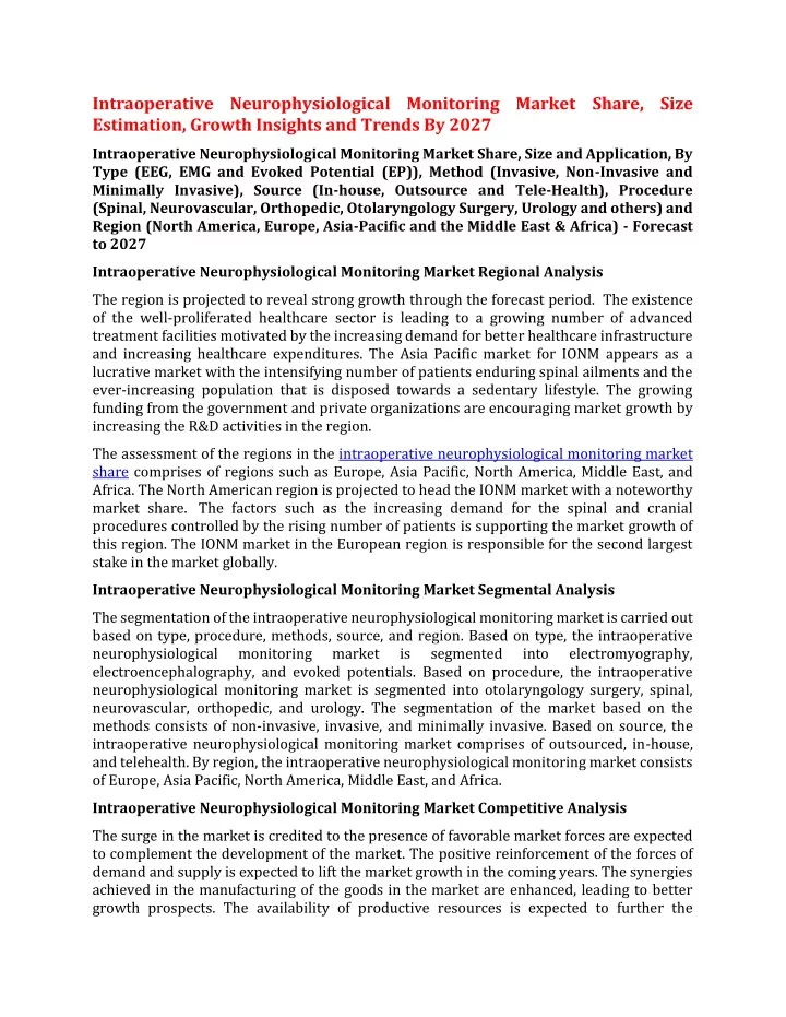 intraoperative neurophysiological monitoring