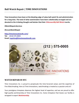 Ball Watch Repair | TIME INNOVATIONS