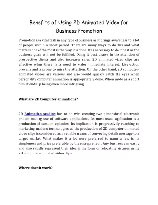 benefits of using 2d animated video for business