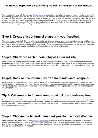 A Step-by-Step Overview to Selecting the Best Funeral Service Homes