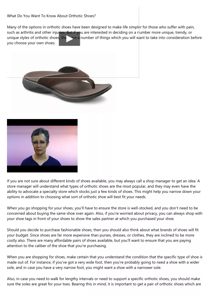 what do you want to know about orthotic shoes
