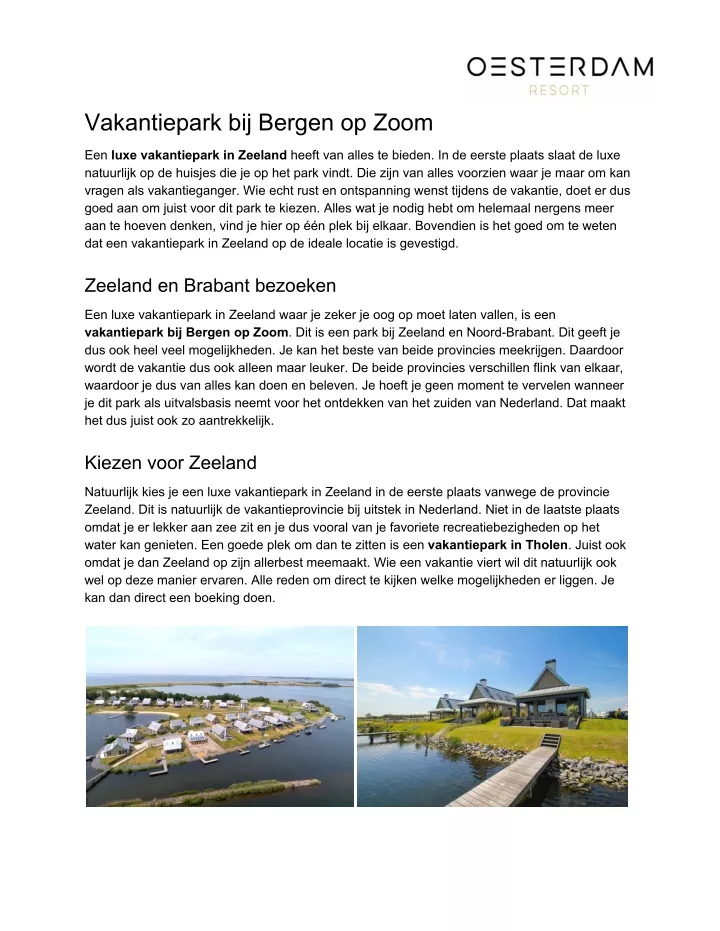 vakantiepark bij bergen op zoom