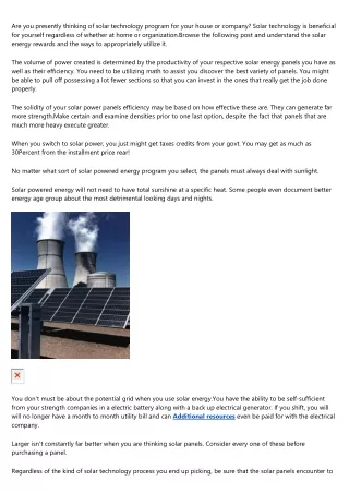 are you presently thinking of solar technology