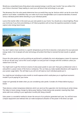would you comprehend every thing about solar