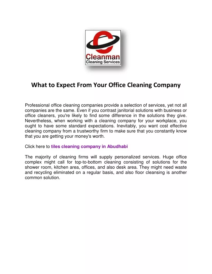 what to expect from your office cleaning company