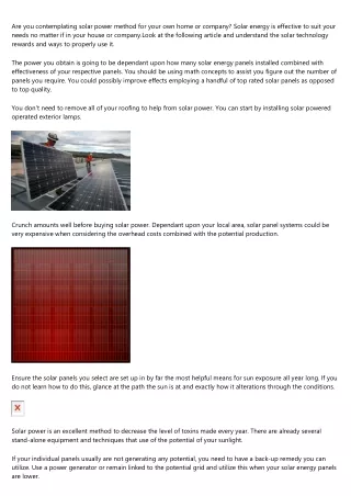 are you contemplating solar power method for your