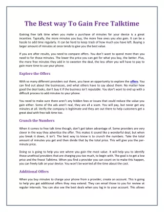 the best way to gain free talktime