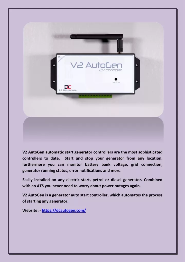 v2 autogen automatic start generator controllers