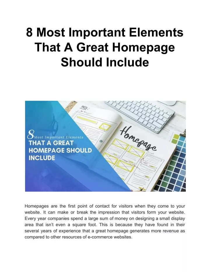 8 most important elements that a great homepage