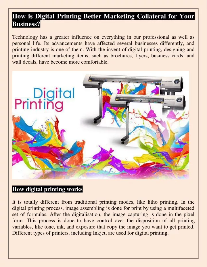 how is digital printing better marketing