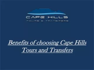 Benefits of choosing Cape Hills Tours and Transfers