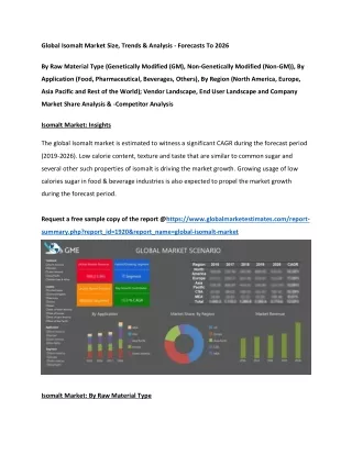 global isomalt market size trends analysis