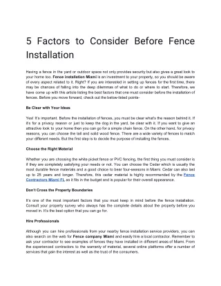 5 Factors to Consider Before Fence Installation