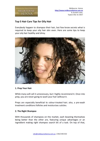 Top 5 Hair Care Tips for Oily Hair