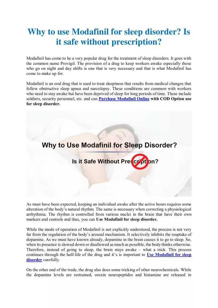 why to use modafinil for sleep disorder
