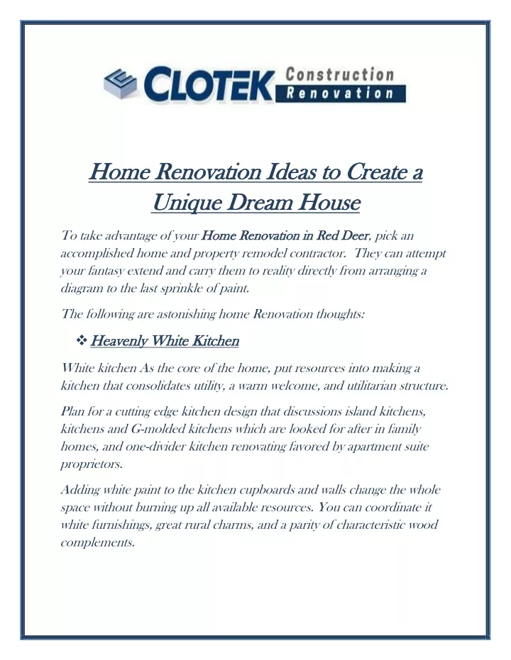 home renovation ideas to create a home renovation