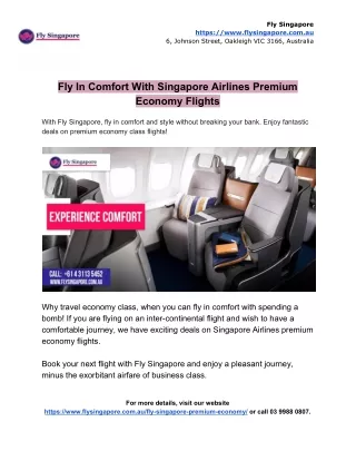 Fly in Comfort with Singapore Airlines Premium Economy Flights