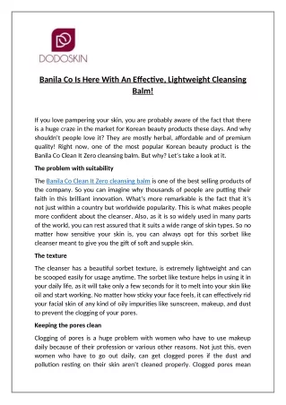 banila co is here with an effective lightweight