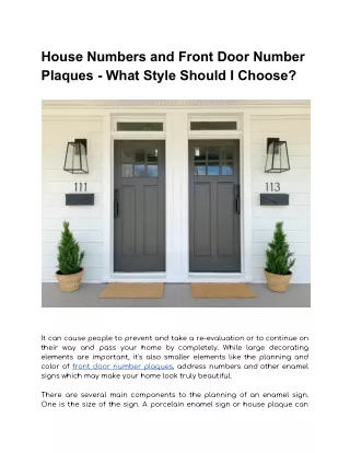 house numbers and front door number plaques what