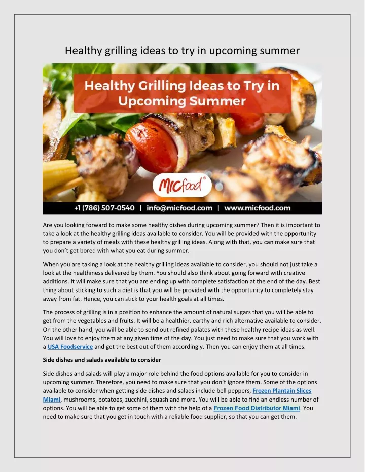 healthy grilling ideas to try in upcoming summer