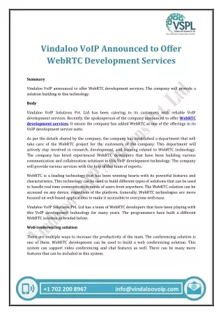 vindaloo voip announced to offer webrtc