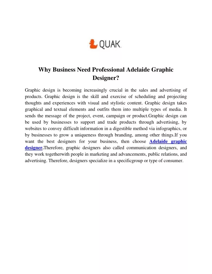 why business need professional adelaide graphic