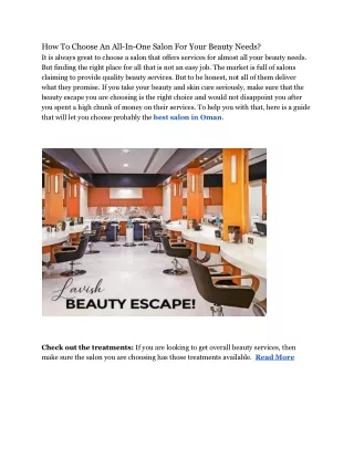 How To Choose An All-In-One Salon For Your Beauty Needs?
