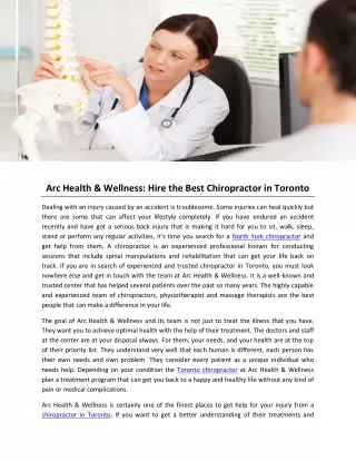 Arc Health & Wellness- Hire the Best Chiropractor in Toronto